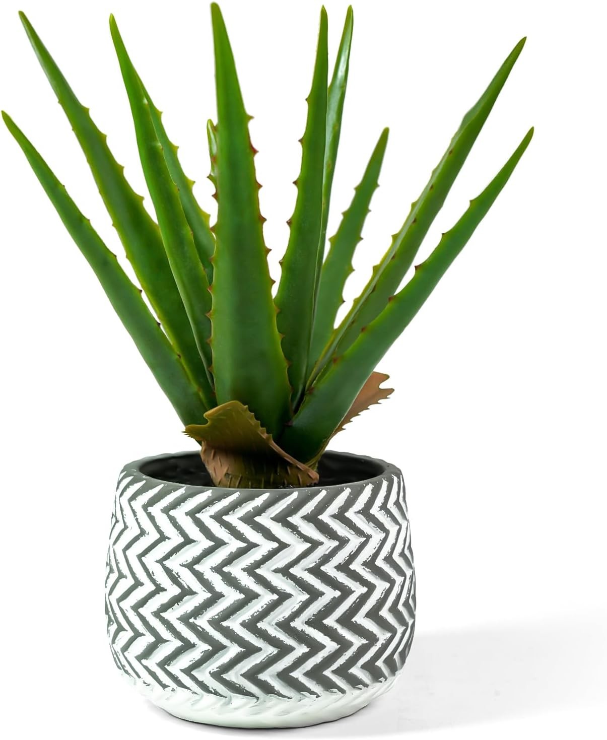 Ferrisland Artificial Potted Plants Fake: 12" Aloe Vera Desk Faux Potted Indoor Home Decor - Succulent Decorations in Pots for Office or Living Room Table Shelf Aesthetic
