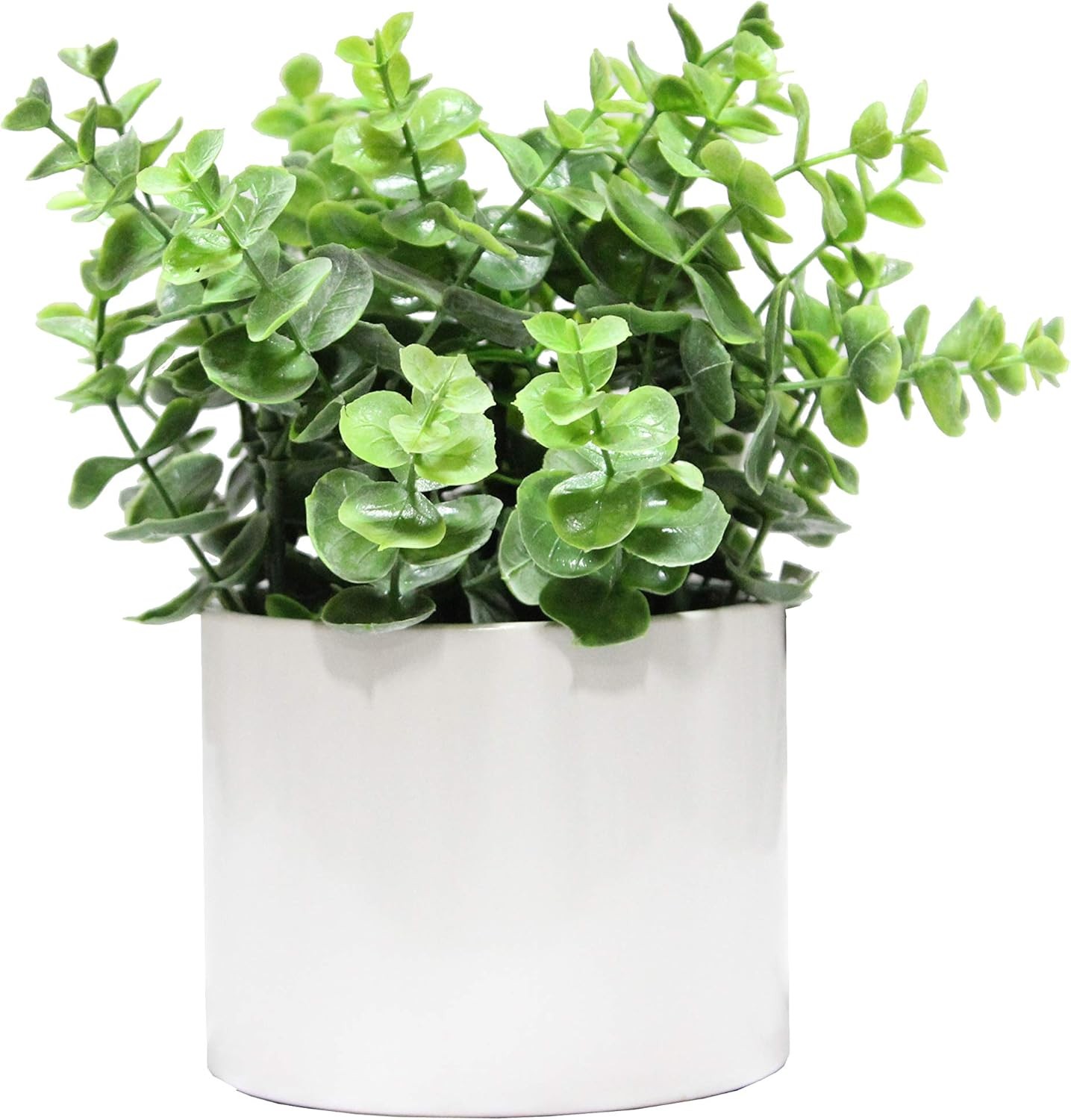 Admired By Nature 8.25" H Artficial Eucalyptus Ceramic Potted Plant Indoor Faux Plant décor, Wedding Centerpieces, Tabletop, Home Décor, Office Desk, Kitchen Table Décor or Decor for Shelves